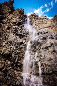 Low angle view of waterfall