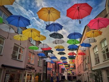 Low angle view of colorful building