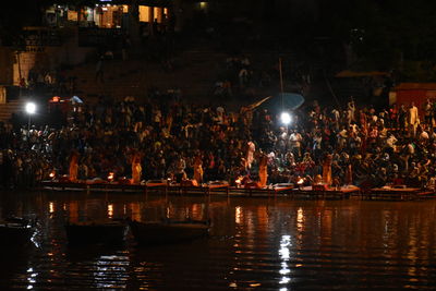 Night view of varanasi ghats