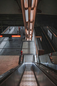 High angle view of escalator