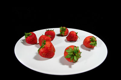 Close-up of strawberries in plate