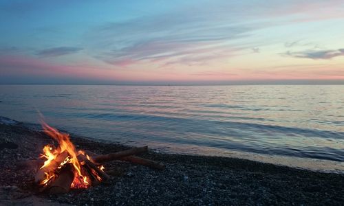 Scenic view of sea at sunset