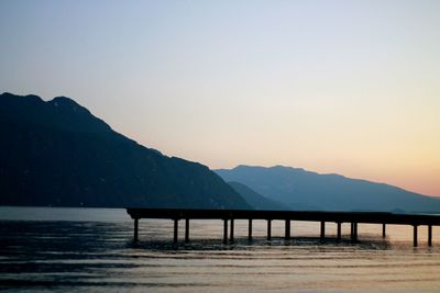 Scenic view of lake at sunset