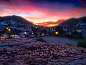 Surface level of landscape at sunset