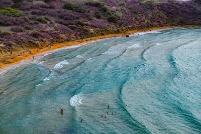 High angle view of sea shore