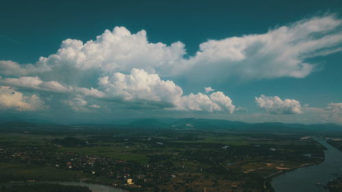 High angle view of landscape against sky