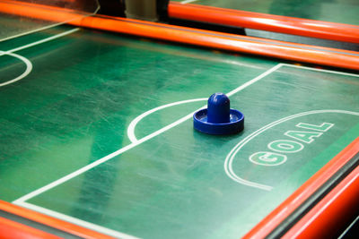 High angle view of air hockey