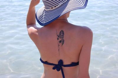 Rear view of woman in bikini