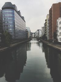 Canal amidst buildings in city against sky