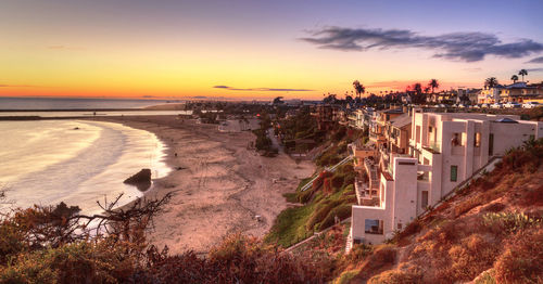 View of city at sunset