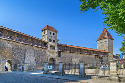 Low angle view of historic building against clear sky