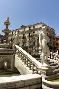 Statue of historic building against clear sky