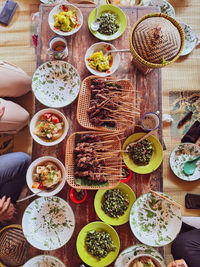 High angle view of food on table