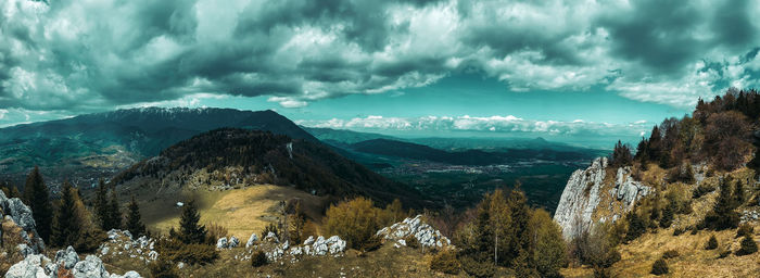 Panoramic view of mountains against sky