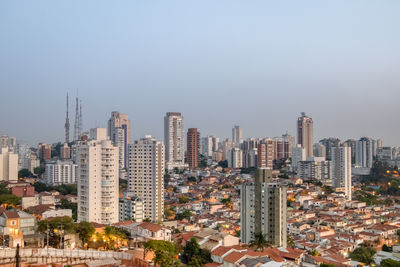 Cityscape against clear sky