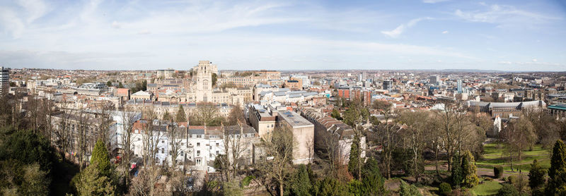 Panoramic view of cityscape against sky