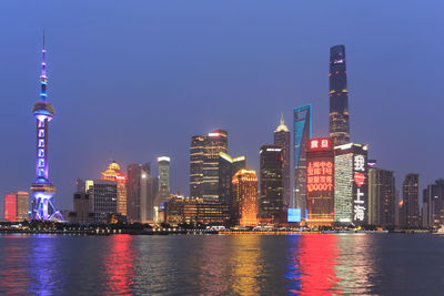 Oriental pearl tower and skyscrapers against sky