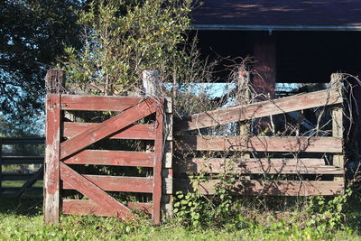 Built structure against trees