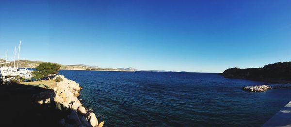 Scenic view of sea against clear sky