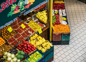 High angle view of fruits for sale