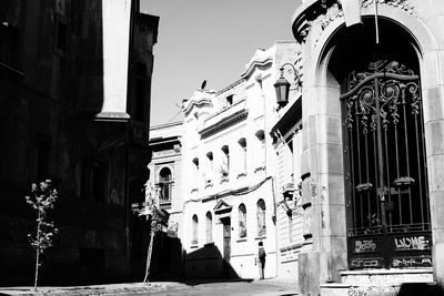 Exterior of historic building against sky