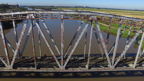 High angle view of bridge over river