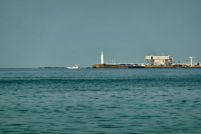 Scenic view of sea against clear sky