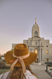 Young tourists exploring temple of the church of jesus christ of latter-day saints, lds church