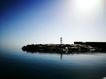 Scenic view of lake against clear sky