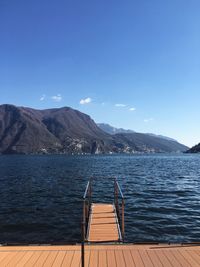 Scenic view of sea against blue sky