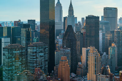 Aerial view of modern buildings in city