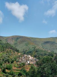 Scenic view of residential district against sky