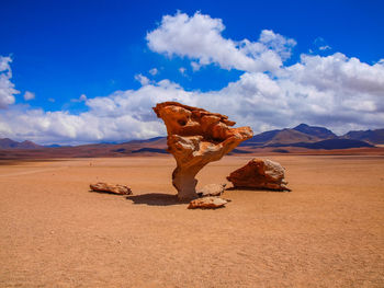 Rocks at desert against sky