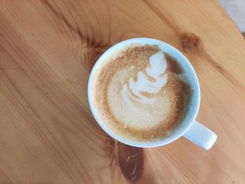 High angle view of coffee on table