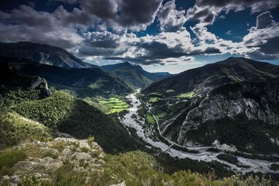 Scenic view of mountains against sky