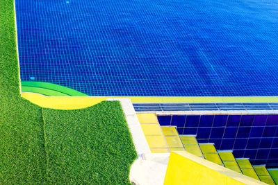 Bright color background from pool side. colorful abstract architecture