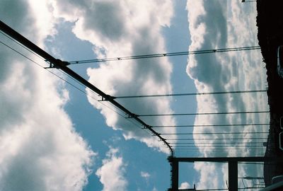 Low angle view of power lines against sky