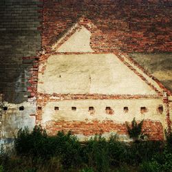 High angle view of old building wall