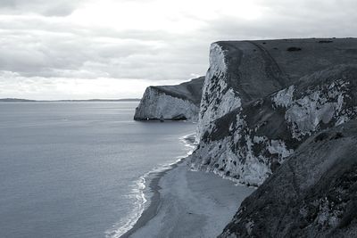 Scenic view of sea against cloudy sky