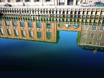 Reflection of buildings on river