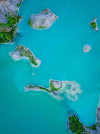 High angle view of blue sea