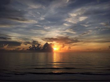 Scenic view of sea at sunset