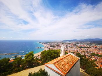 High angle view of townscape against sky