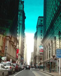 City street with buildings in background