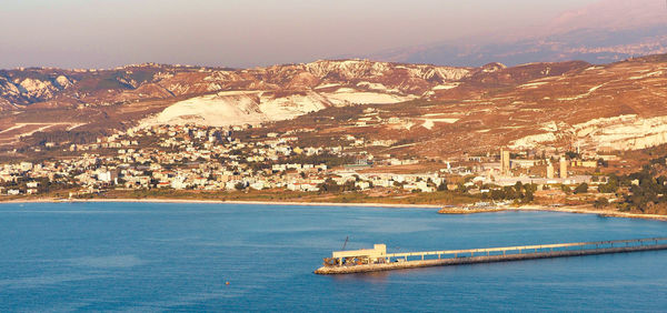 Aerial view of city at waterfront