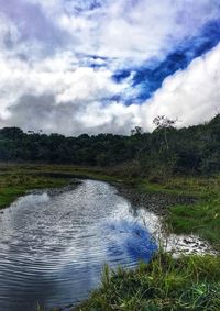 Scenic view of lake against sky