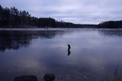 Scenic view of lake against sky