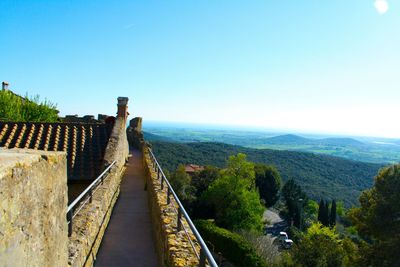 Panoramic shot of landscape against clear blue sky