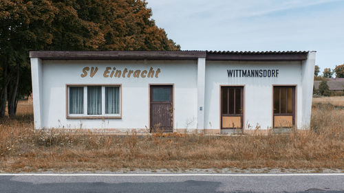 Closed door of building