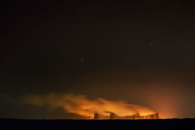 Scenic view of field against sky at night